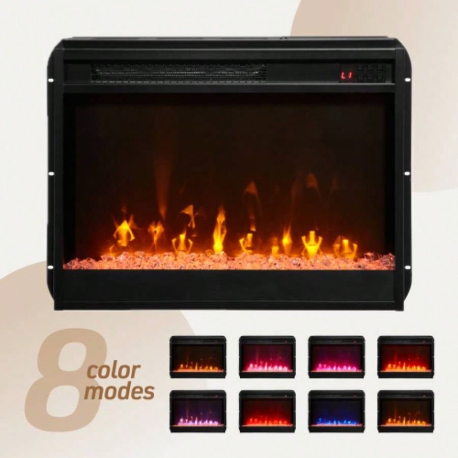 Lucifer 70 Gray Walnut TV Stand Console with Fireplace and Heater