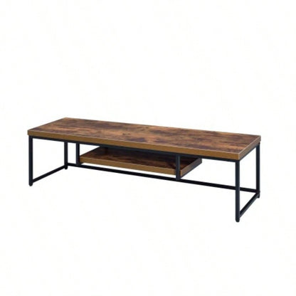Weathered Oak Black Metal TV Stand