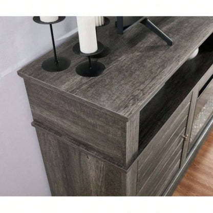 Lucifer 70 Gray Walnut TV Stand Console with Fireplace and Heater