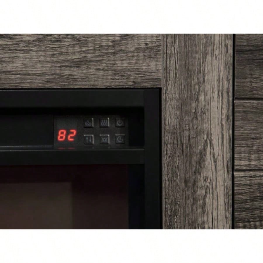 Lucifer 70 Gray Walnut TV Stand Console with Fireplace and Heater