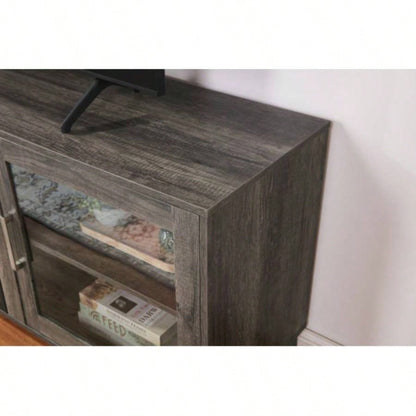 Summit 70 Gray Walnut TV Stand Console with Fireplace and Heater