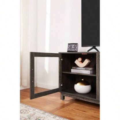 Summit 70 Gray Walnut TV Stand Console with Fireplace and Heater