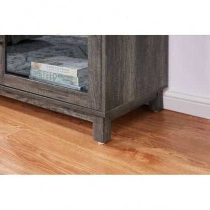 Summit 70 Gray Walnut TV Stand Console with Fireplace and Heater