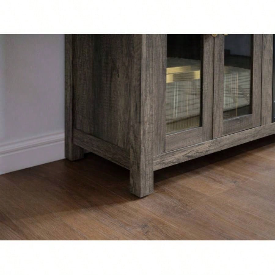 Ellington 70 Gray Walnut Fireplace TV Stand Console with Heater, LED Light, Cabinets, Shelves