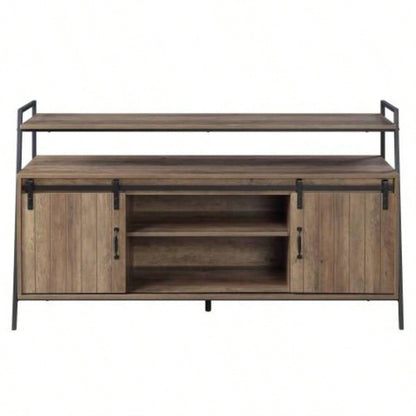 Rashawn Rustic Oak Black TV Stand