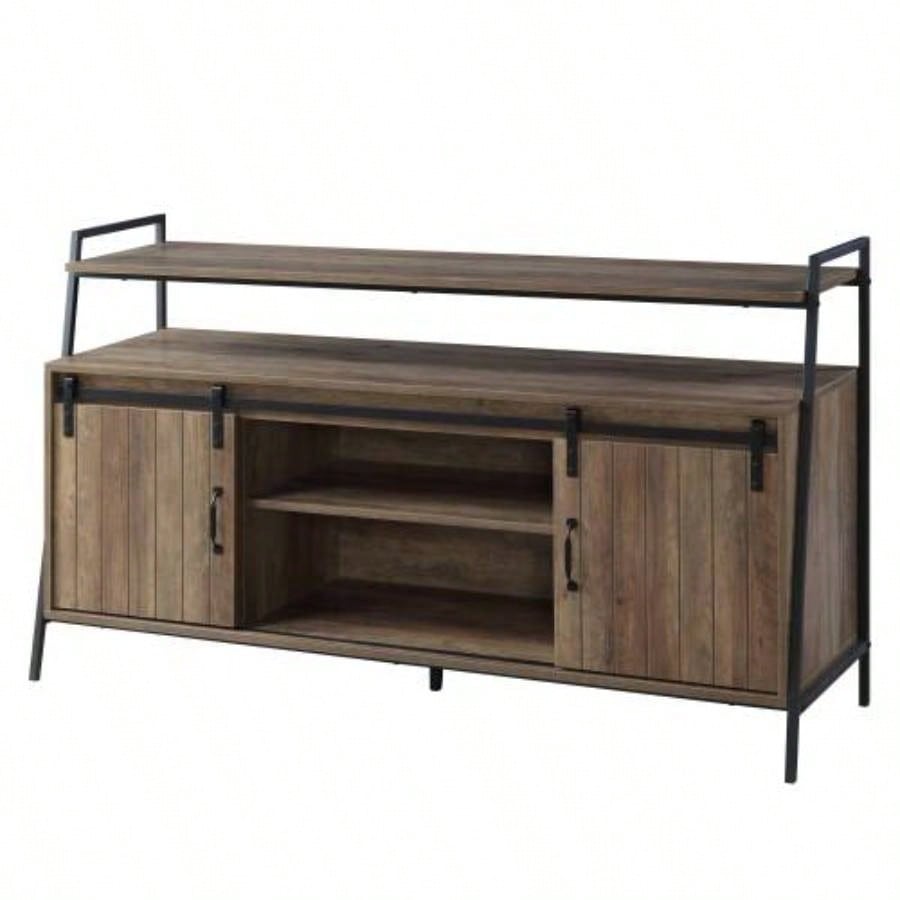 Rashawn Rustic Oak Black TV Stand