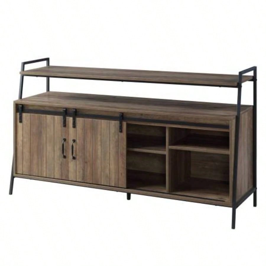 Rashawn Rustic Oak Black TV Stand