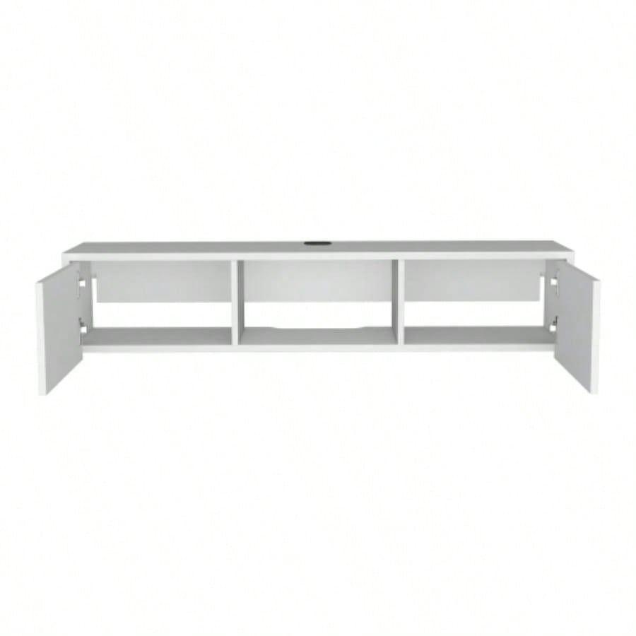 Adel Floating TV Stand, Sleek Wall - Mounted Console with 2 - Doors, White