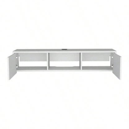 Adel Floating TV Stand, Sleek Wall - Mounted Console with 2 - Doors, White