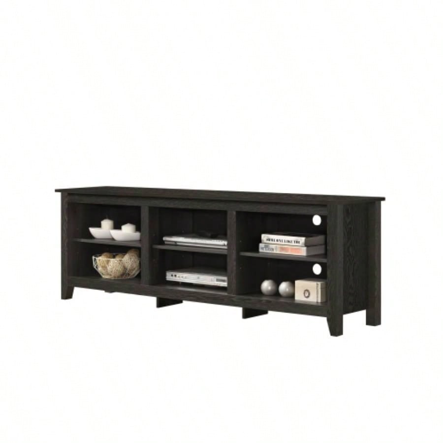 Benito Dark Gray 70 TV Stand with Open Shelves and Management