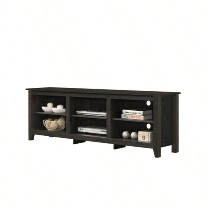Benito Dark Gray 70 TV Stand with Open Shelves and Management