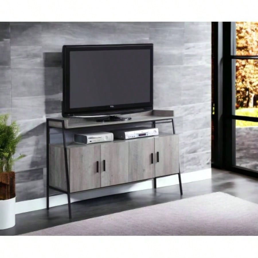 Samiya Gray Oak Black TV Stand