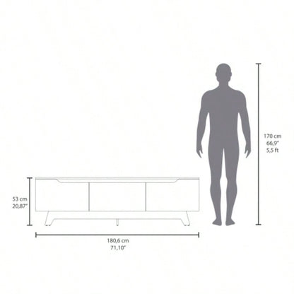 TV Stand, 2 Doors, 1 Drawer, White/ Natural Oak
