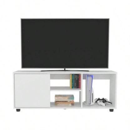 Tv Stand, 1 Door, 4 Shelves, 55 TV Capacity