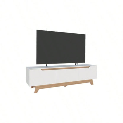TV Stand, 2 Doors, 1 Drawer, White/ Natural Oak