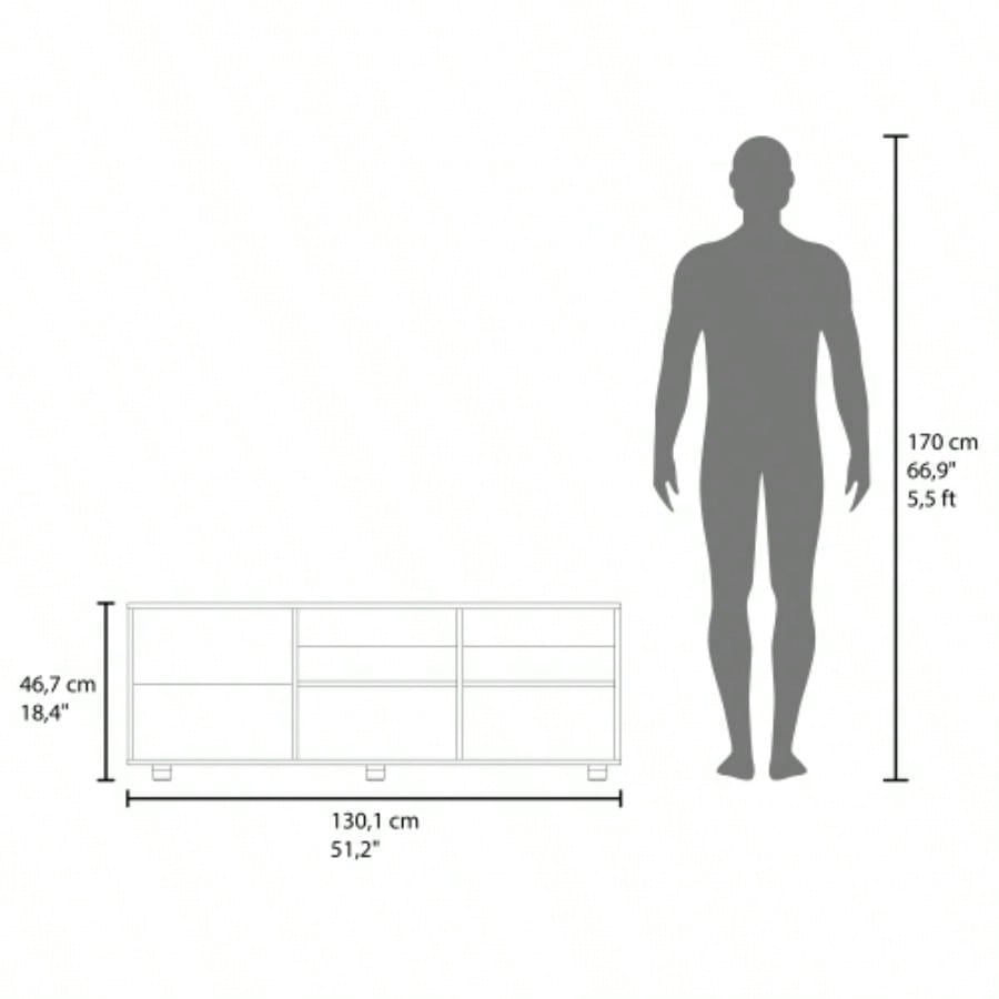 Tv Stand, 1 Door, 4 Shelves, 55 TV Capacity