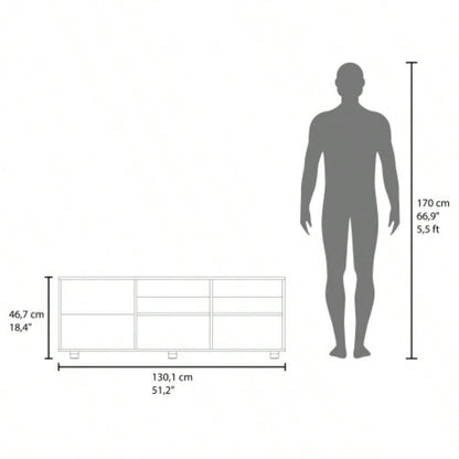 Tv Stand, 1 Door, 4 Shelves, 55 TV Capacity