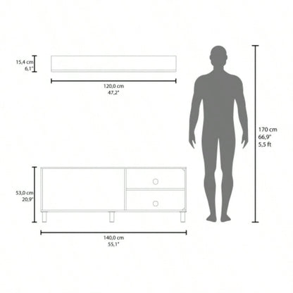 Living Room Set, Tv Stand+ Wall Shelf, 1 Door, 3 Shelves, White