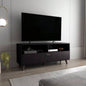 Tv Stand, 1 Door, 2 Shelves, Black Wengue