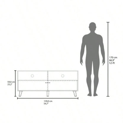Tv Stand, 1 Door, 2 Shelves, Black Wengue