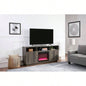 Ambrose 70 Gray Walnut Fireplace TV Stand Console with Heater, LED Light, Cabinets, Shelves