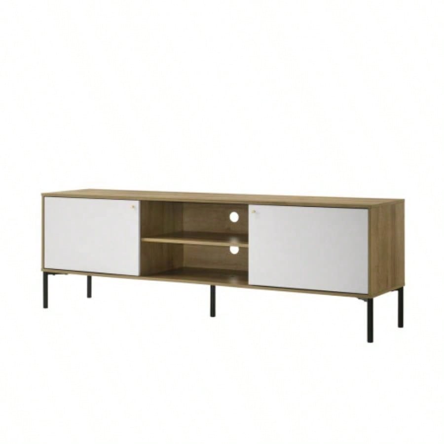 Burke 70 White and Oak 2 - Door TV Stand
