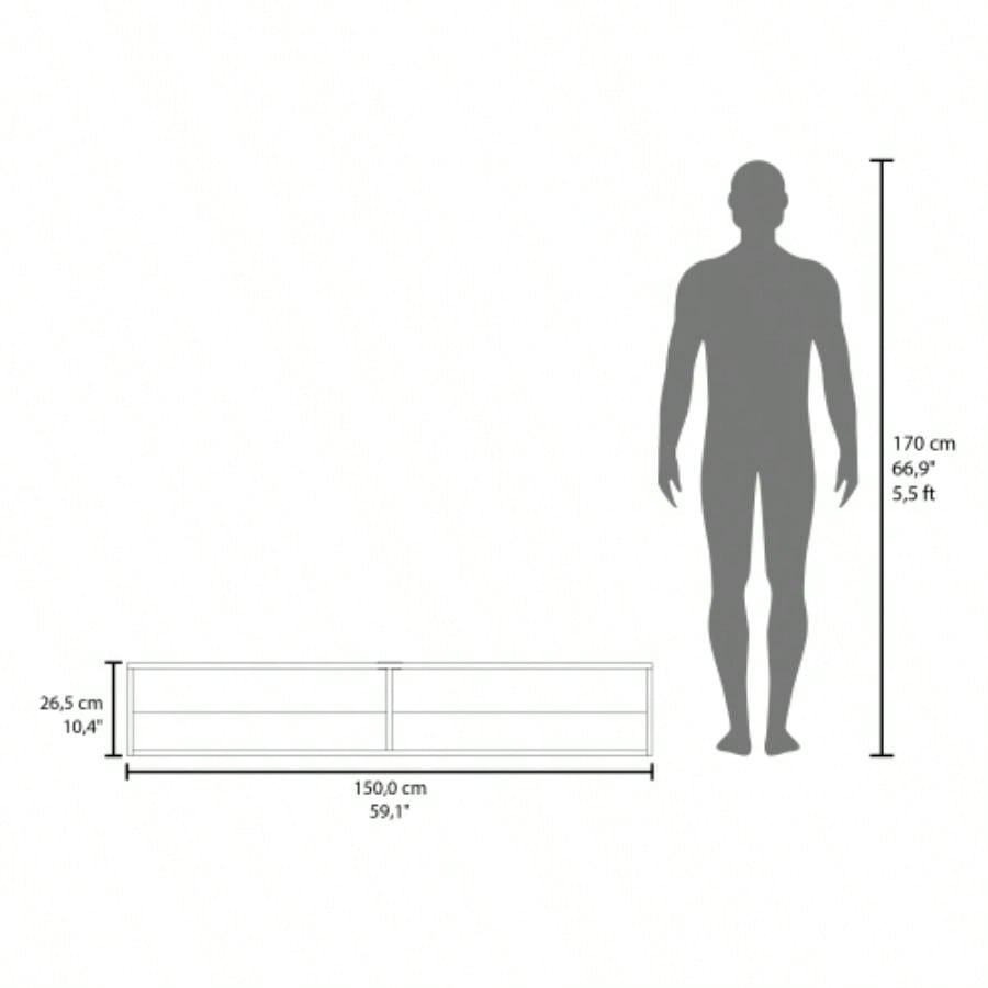TV Stand 10.4 H, with 2 Shelves, White Oak