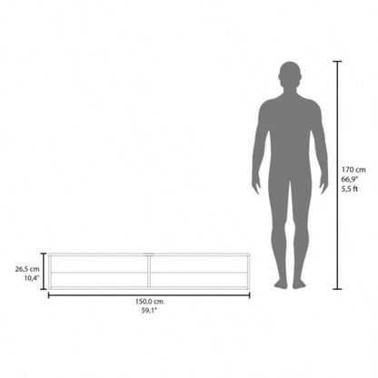 TV Stand 10.4 H, with 2 Shelves, White Oak