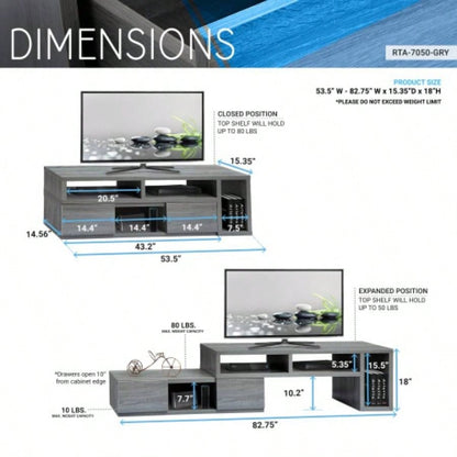 Techni Mobili Adjustable TV Stand Console TVs Up to 65