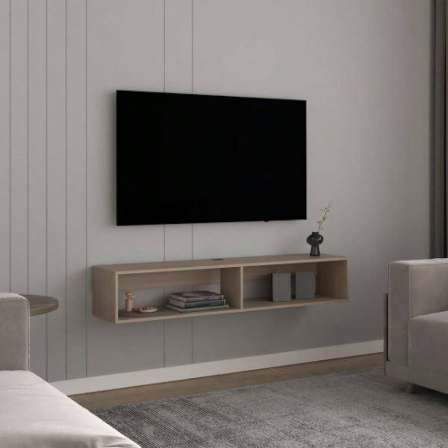 TV Stand 10.4 H, with 2 Shelves, White Oak