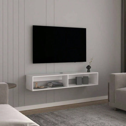 TV Stand 10.4 H, with 2 Shelves, White Oak