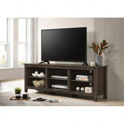 Benito Dark Dusty Brown 70 Wide TV Stand with Open Shelves and Management