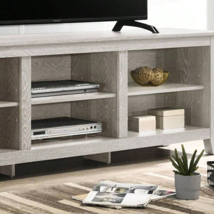 Benito Dusty Gray 70 Wide TV Stand with Open Shelves and Management