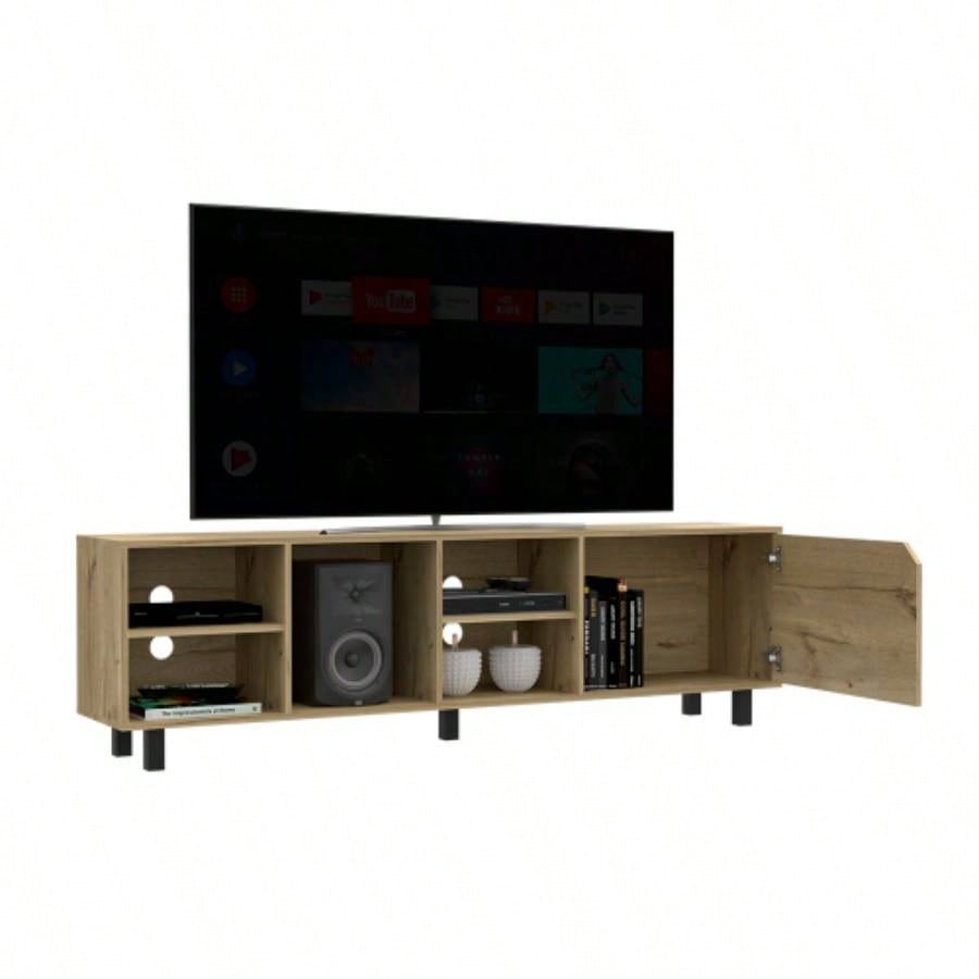 TV Stand TVs up 70 Estocolmo, Four Open Shelves, Light Oak