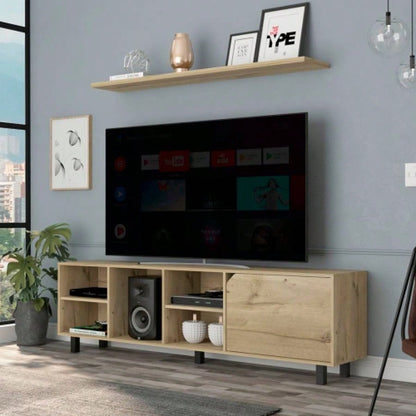 TV Stand TVs up 70 Estocolmo, Four Open Shelves, Light Oak