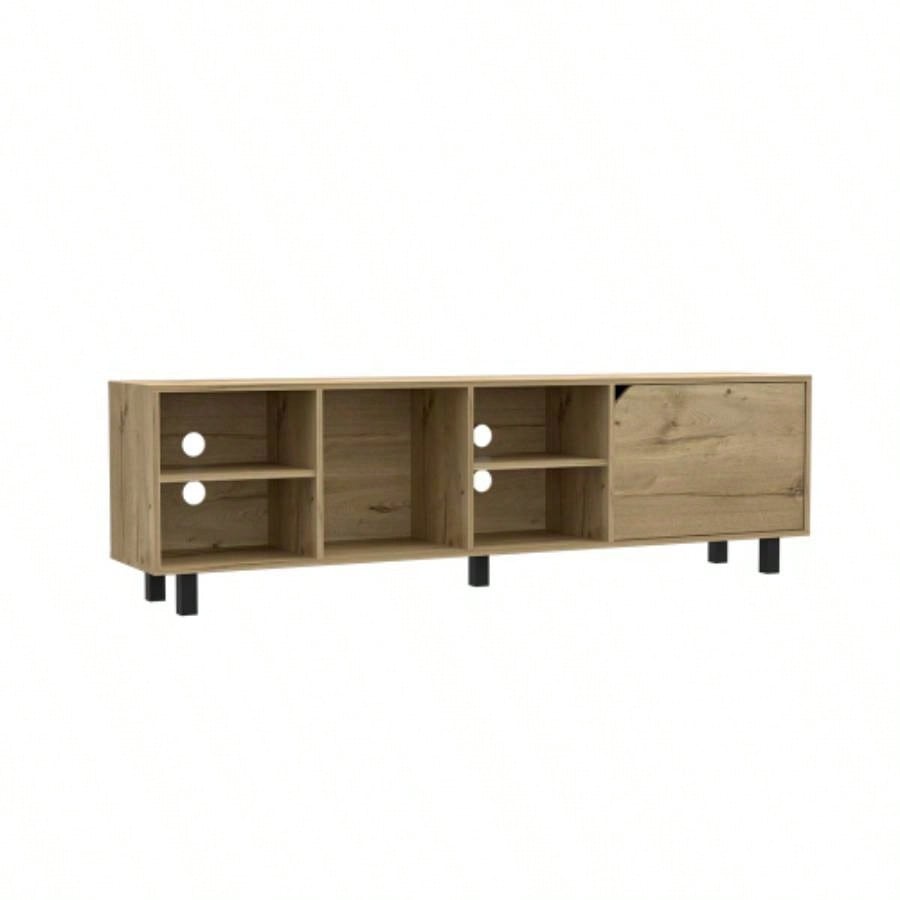 TV Stand TVs up 70 Estocolmo, Four Open Shelves, Light Oak
