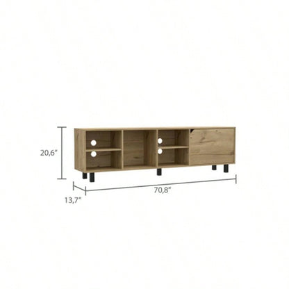 TV Stand TVs up 70 Estocolmo, Four Open Shelves, Light Oak