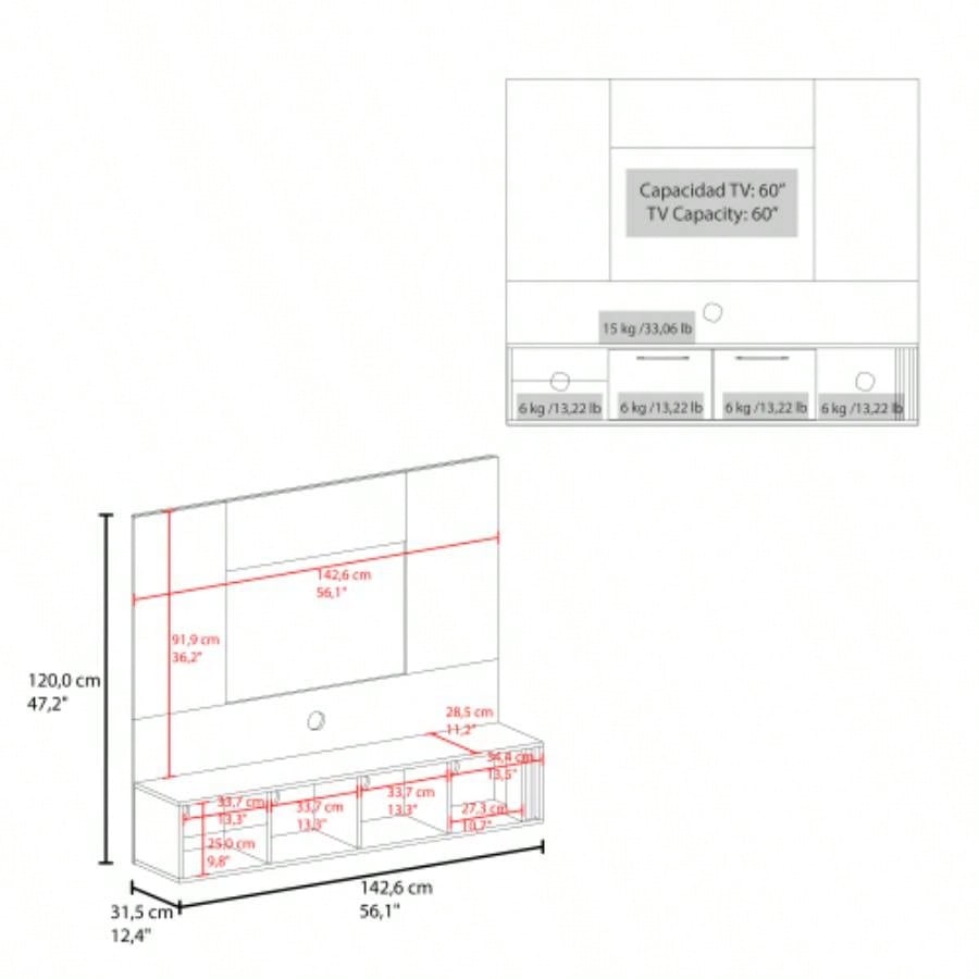 Entertainment Center, 2 Doors, 4 Shelves