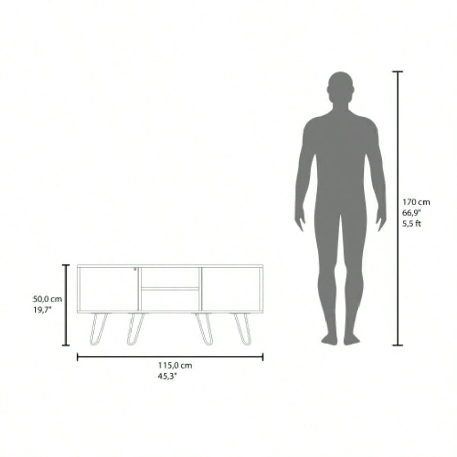 TV Stand, 1 Door, 3 Shelves, 4, Black