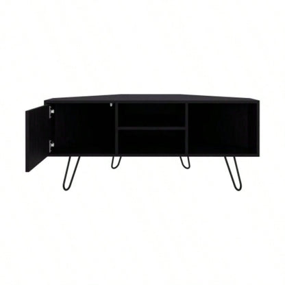 TV Stand, 1 Door, 3 Shelves, 4, Black