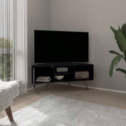TV Stand, 1 Door, 3 Shelves, 4, Black