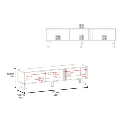 Tv Stand with 2 Doors and Open Storage, Wengue