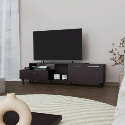 FM FURNITURE Liberty Entertainment Center with Drop - Down Door. Adjustable. Open Storage. and Two Side Cabinets. Wengue