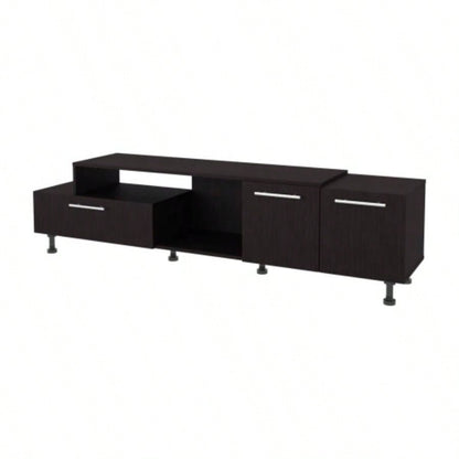 FM FURNITURE Liberty Entertainment Center with Drop - Down Door. Adjustable. Open Storage. and Two Side Cabinets. Wengue