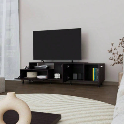 FM FURNITURE Liberty Entertainment Center with Drop - Down Door. Adjustable. Open Storage. and Two Side Cabinets. Wengue
