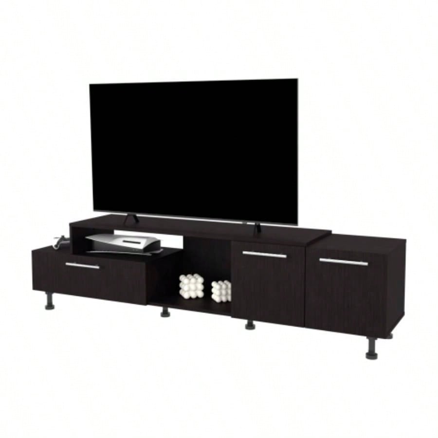 FM FURNITURE Liberty Entertainment Center with Drop - Down Door. Adjustable. Open Storage. and Two Side Cabinets. Wengue
