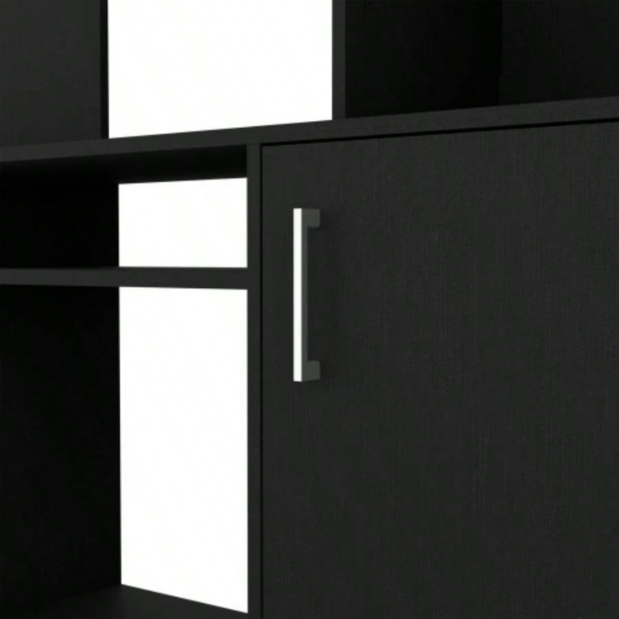 Entertainment Center TVs up 78 Double Door Cabinet, Storage Spaces, Six External Shelves, Black