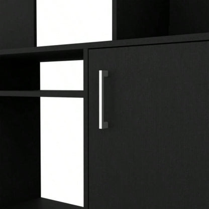 Entertainment Center TVs up 78 Double Door Cabinet, Storage Spaces, Six External Shelves, Black