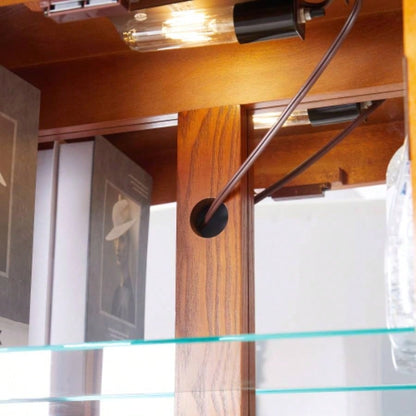 Lighted Glass Curio Display Cabinet, Display Cabinet, Glass Storage Cabinet Glass Wine cabinet Wood Frame Toy Display Living Room, Kitchen, Pantry light bulb included OAK