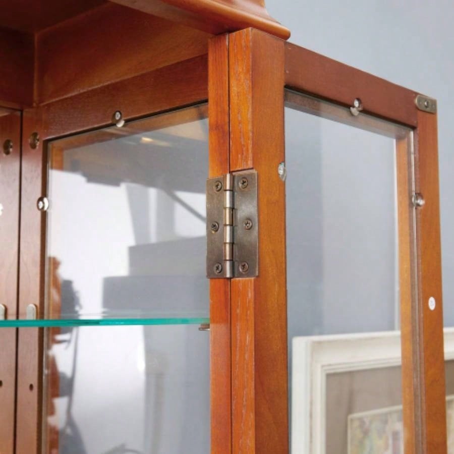 Lighted Glass Curio Display Cabinet, Display Cabinet, Glass Storage Cabinet Glass Wine cabinet Wood Frame Toy Display Living Room, Kitchen, Pantry light bulb included OAK